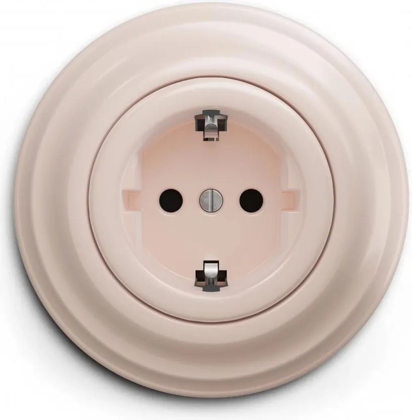 Kliklap - Presa da parete retrò con cornice SCHUKO 230V/16A, rosa antico