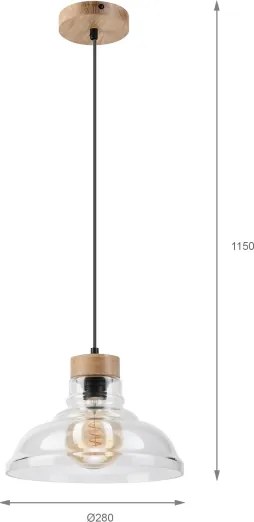 Lampadario a cavo SINGLE 1xE27/60W/230V Ø 28 cm rovere