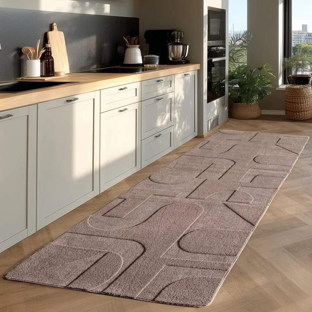 Passatoia marrone chiaro lavabile 80x250 cm Pompei 1614 – Ayyildiz Carpets