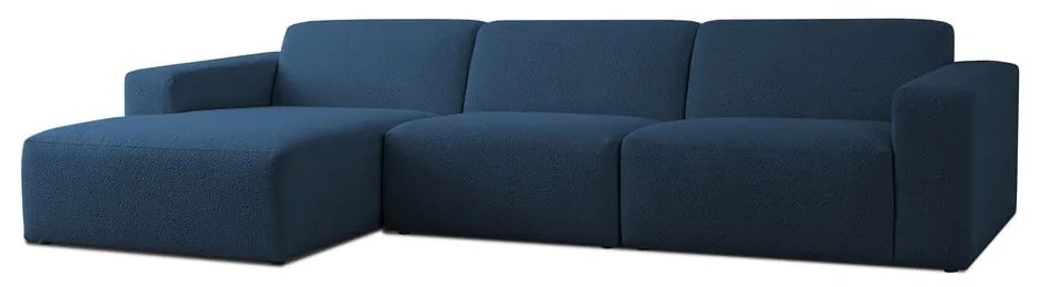 Divano angolare blu scuro in tessuto bouclé (angolo sinistro) Roxy - Scandic