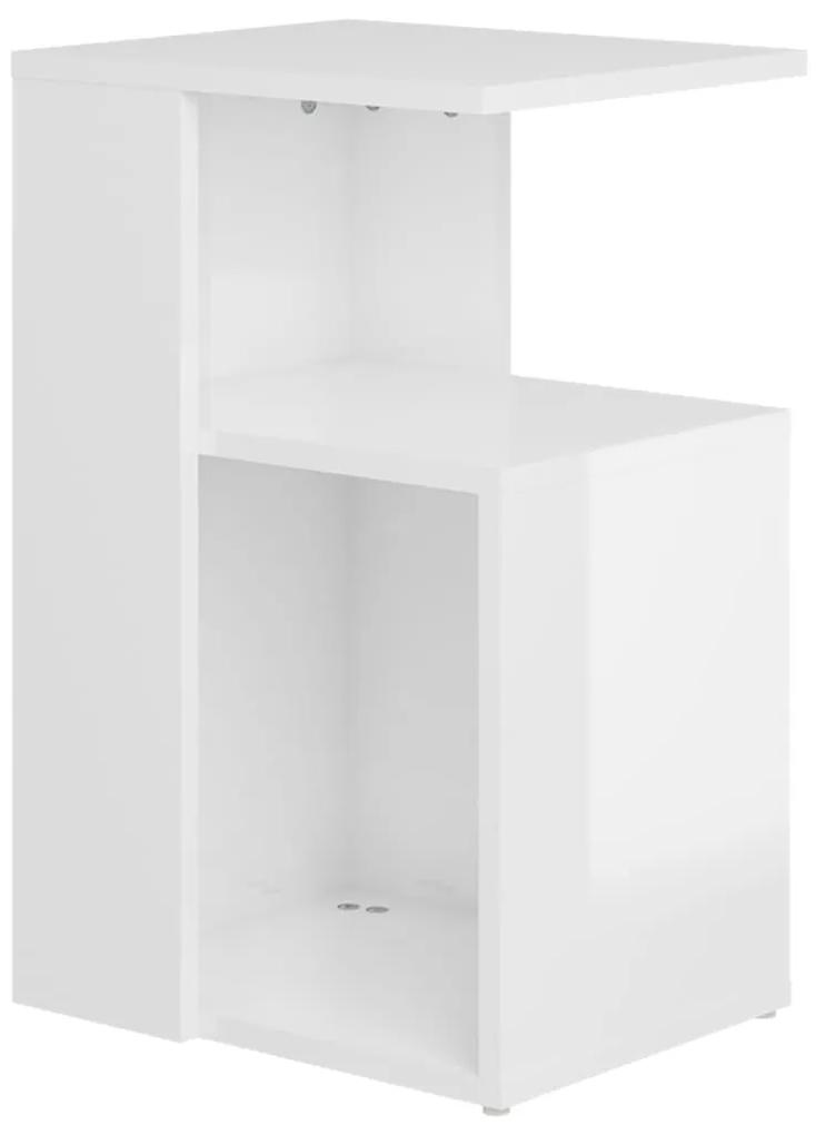 Tavolino Bianco Lucido 36x30x56 cm in Legno Multistrato