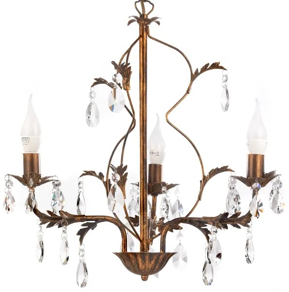 ONLI - Lampadario a sospensione con catena TERESA 3xE14/6W/230V bronzo