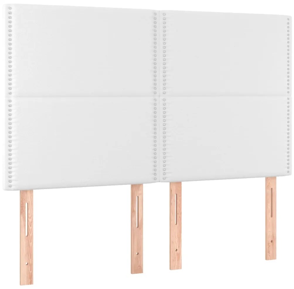 Testiera a led bianco 144x5x118/128 cm in similpelle
