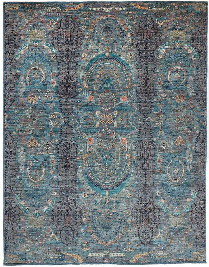 Samarkand Tappeto 390 x 300 Grigio (Pakistan) Annodato A Mano