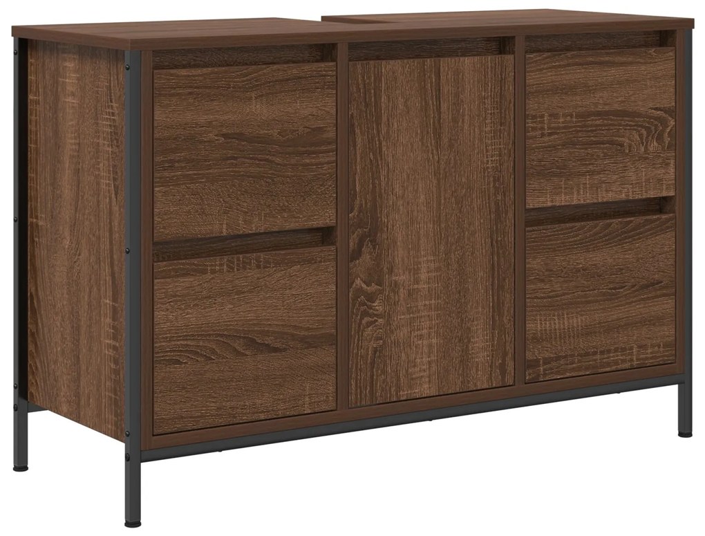 Set di mobili per bagno 2 pezzi in legno ingegnerizzato color noce