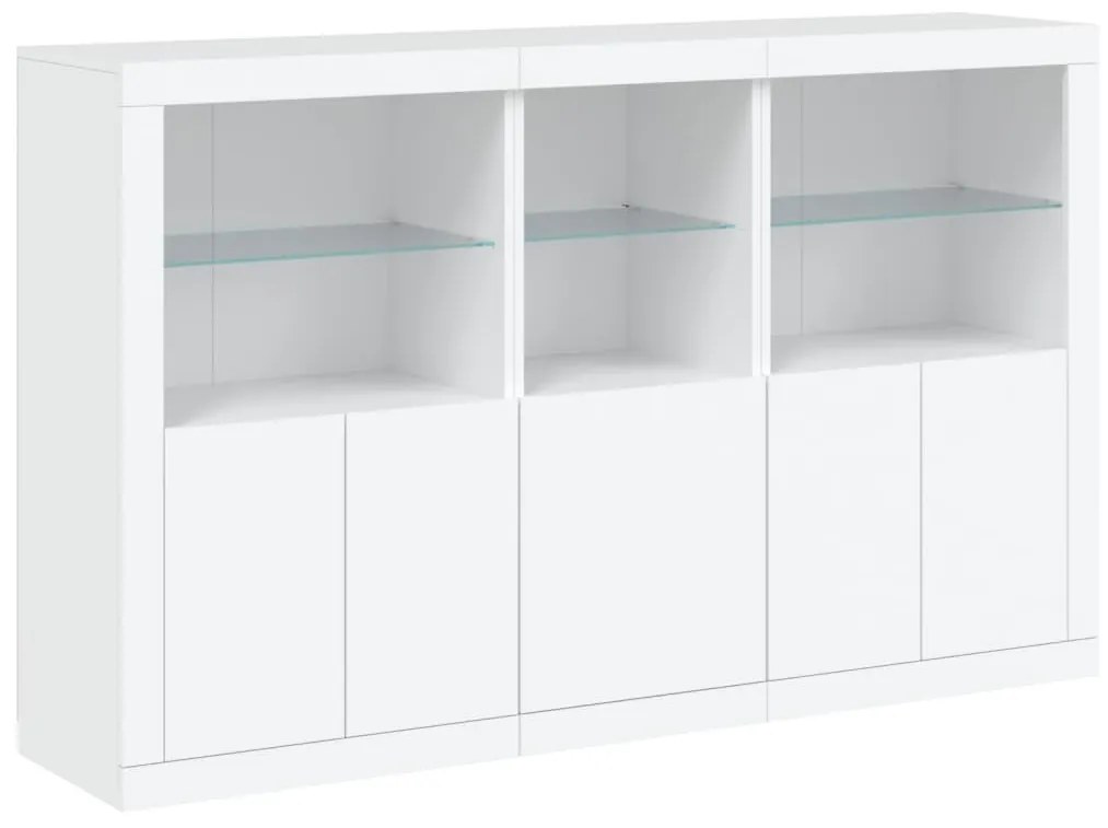 Credenza con luci led bianca 162x37x100 cm