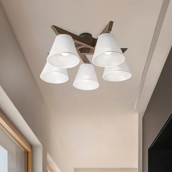 Brilagi - Lampadario LED ANTHONY 5xE14/40W/230V rovere/noce/bianco