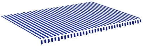 Tessuto di Ricambio per Tenda da Sole Blu e Bianco 5x3,5 m