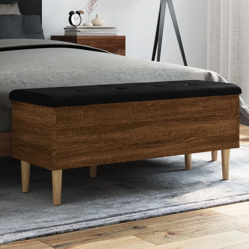 Panca Portaoggetti Rovere Marrone 102x42x46cm Legno Multistrato /