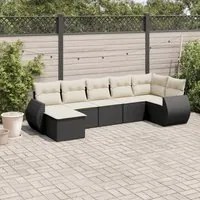 Set Divani da Giardino con Cuscini 7pz Nero Polyrattan 3254013