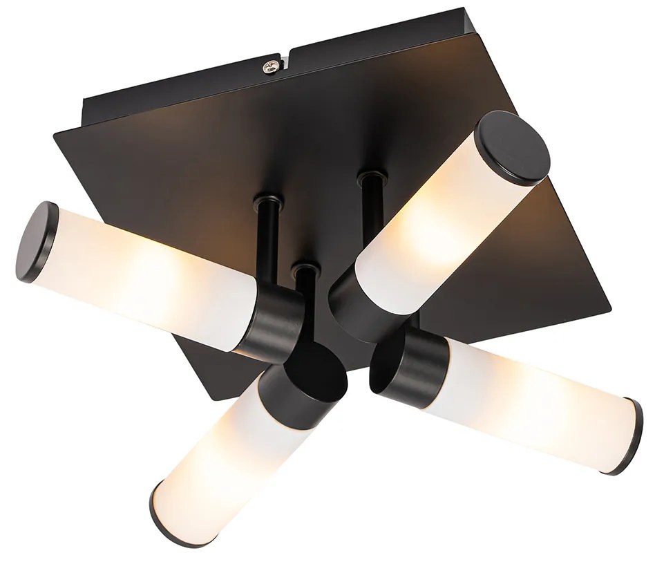 Lampada da soffitto moderna per bagno nera a 4 luci IP44 - Bath