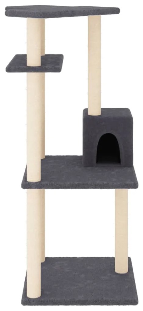 Albero per gatti con tiragraffi in sisal grigio scuro 123 cm
