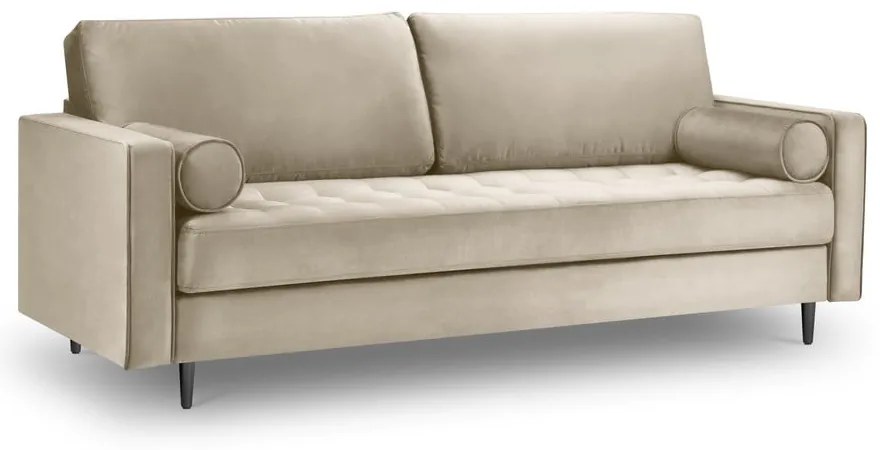 Divano in velluto beige, 219 cm Santo - Milo Casa