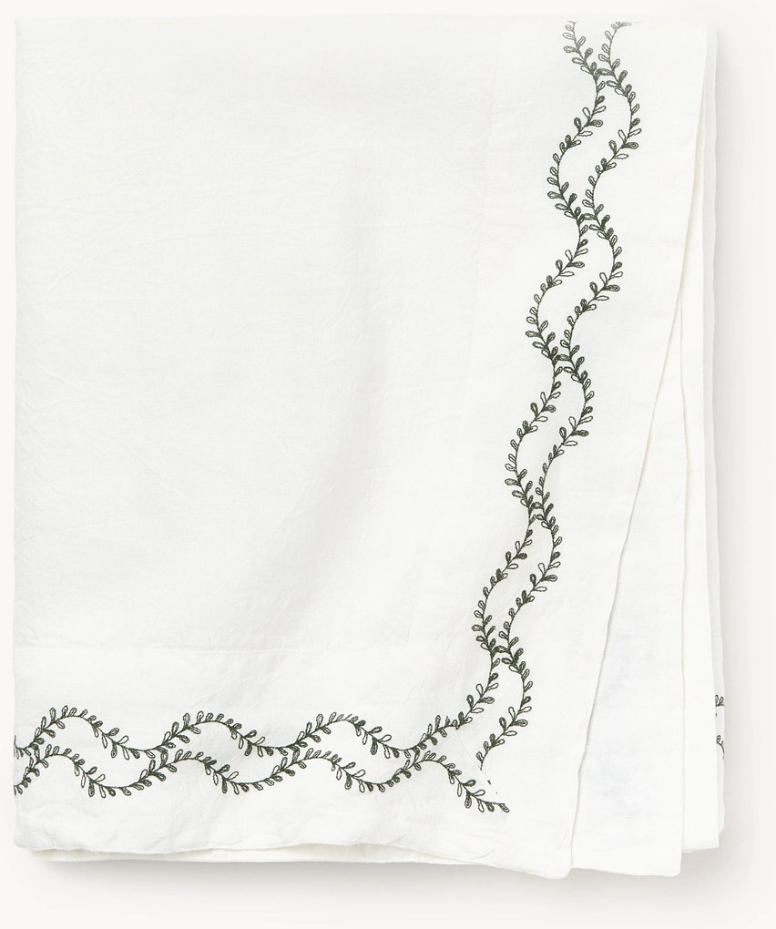 Tovaglia in lino lavato con ricamo fatto a mano Ivy
