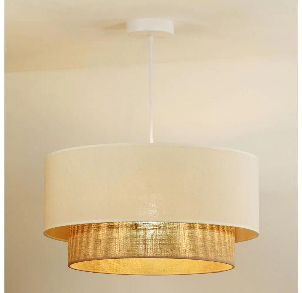 Duolla - Lampadario a sospensione con filo BOHO 1xE27/15W/230V diametro 60 cm beige/marrone