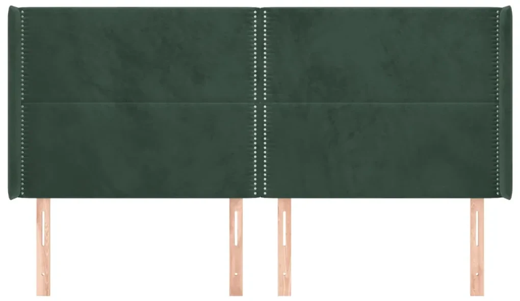 Testiera ad orecchio verde scuro 203x16x118/128 cm in velluto
