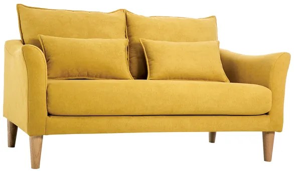 Divano scandinavo 2 posti tessuto effetto velluto giallo senape KATE