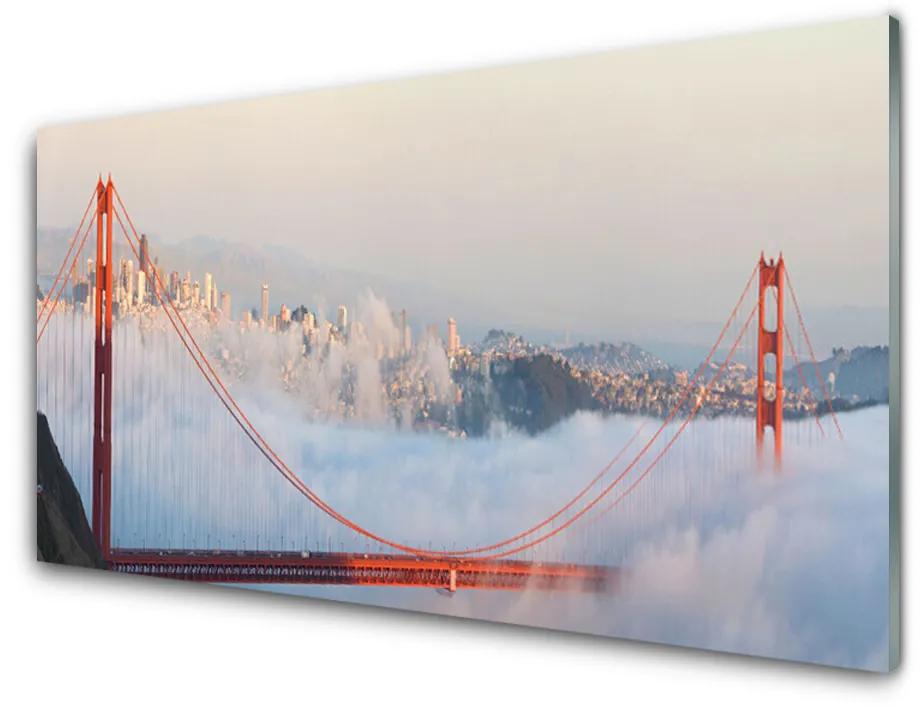 Quadro in vetro Architettura cloud Bridge 100x50 cm