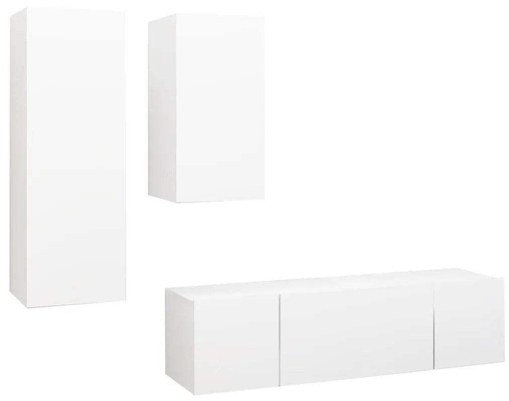 Set mobile tv 4 pz bianco in truciolato