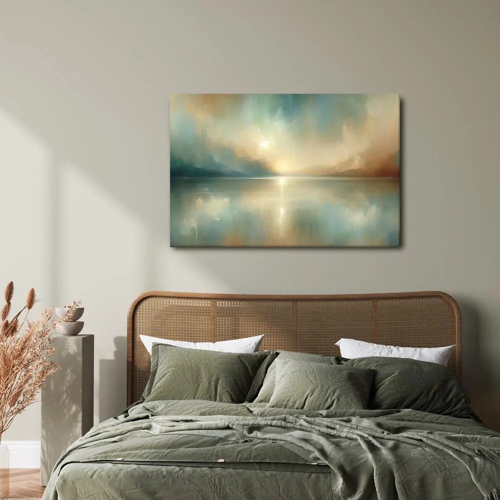 Quadro su tela – Lago tranquillo al tramonto