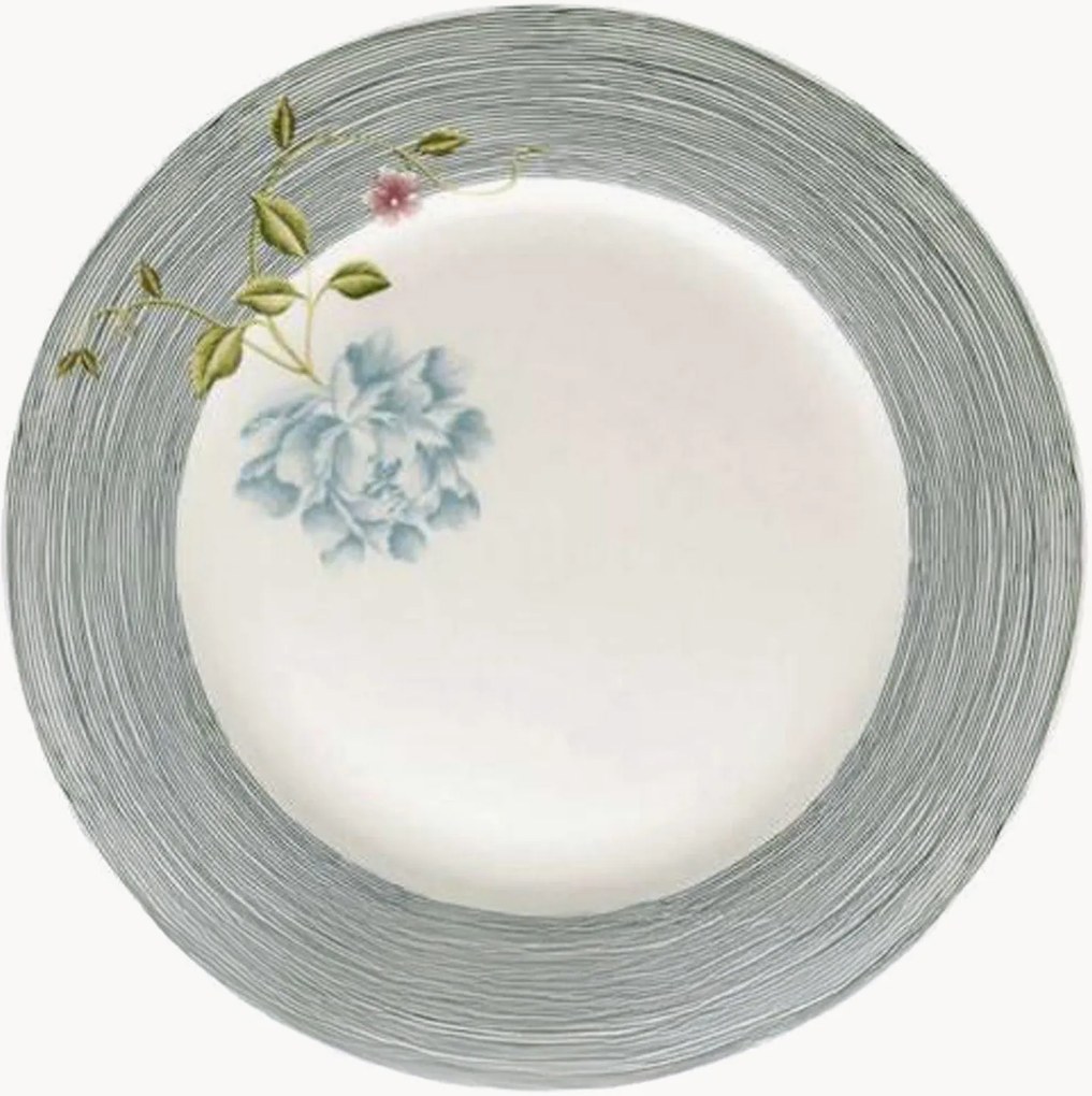 Set di 4 piatti piani in porcellana Midnight Pinstripe