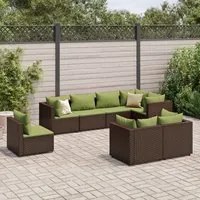 Set Divani da Giardino 8 pz con Cuscini in Polyrattan Marrone 3308198