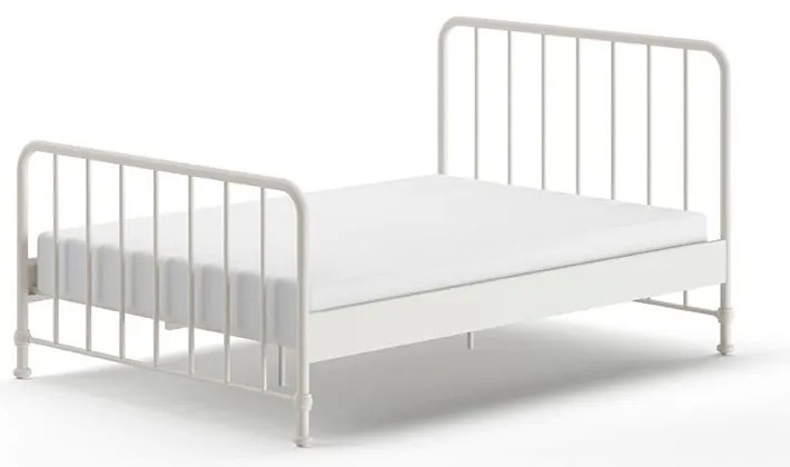 Letto singolo bianco in metallo con rete 140x200 cm BRONXX - Vipack