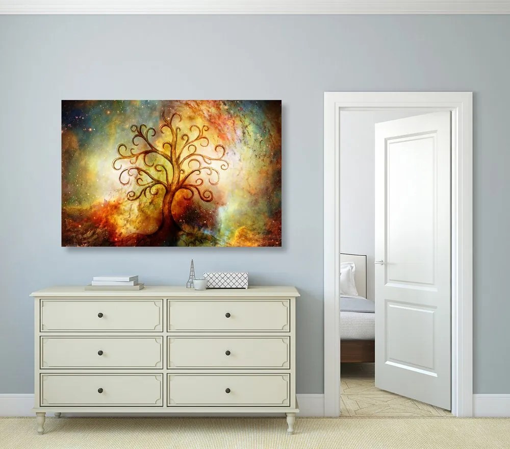 Quadro su tela – Albero della vita con astrazione dell'universo