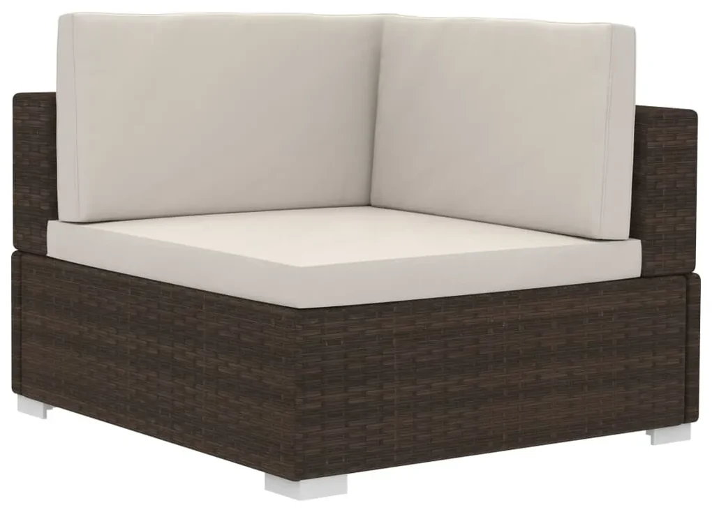 Set divani da giardino 3 pz con cuscini in polyrattan marrone