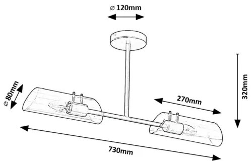 Rabalux 75030 - Lampadario da bagno a sospensione con supporto rigido TEODORO 2xE14/12W/230V IP44 cromo