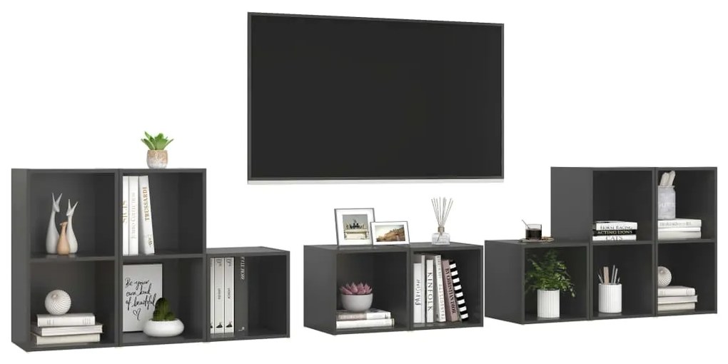 Set Mobili TV 8 pz Grigio in Truciolato