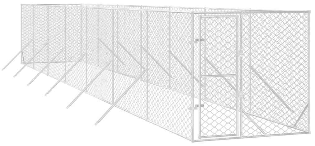 Cuccia per cani da esterno argento 2x14x2 m acciaio zincato