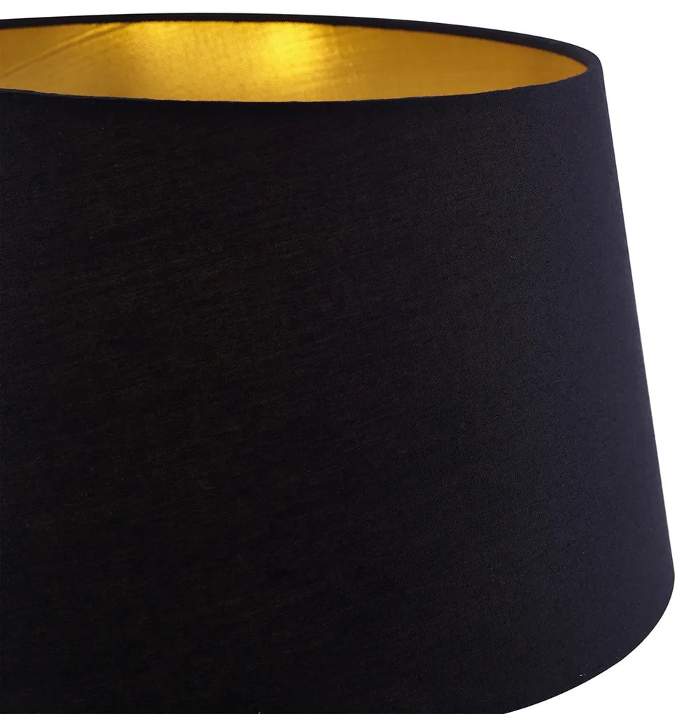 Lampada da terra nera con paralume nero e luce di lettura regolabile - Ladas