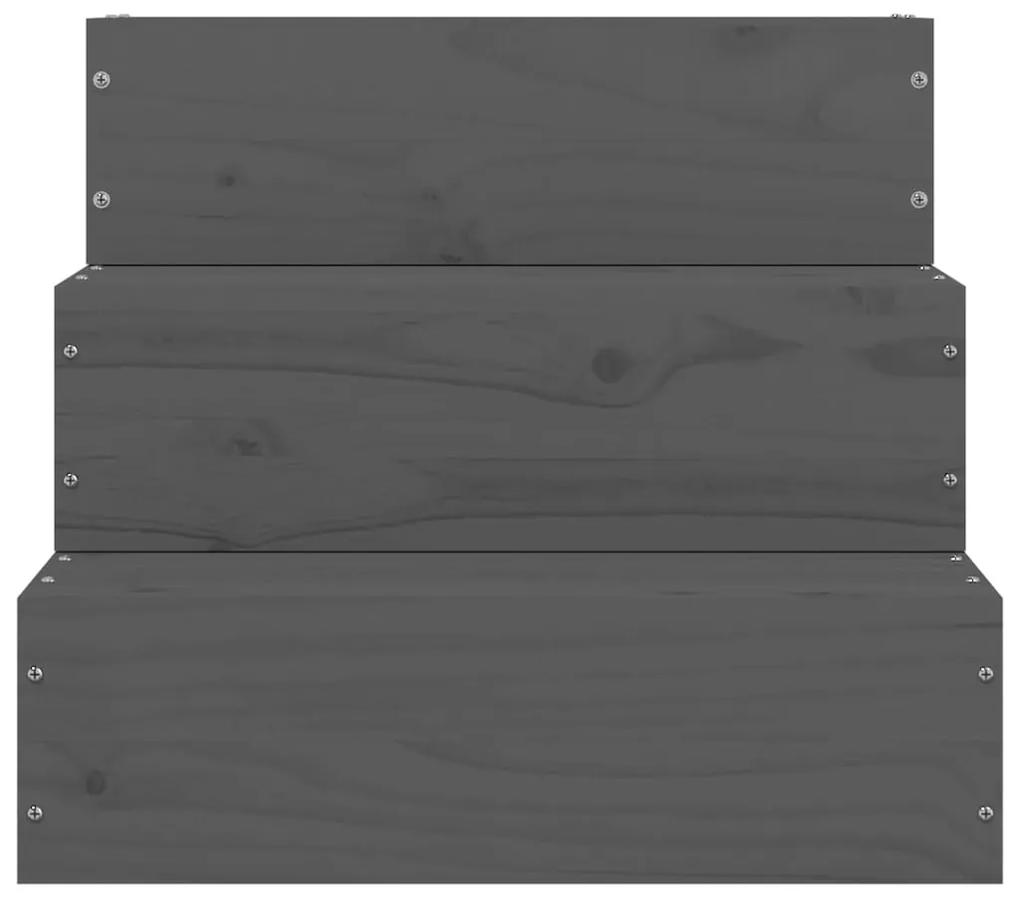 Scala per animali grigia 40x37,5x35cm in legno massello di pino