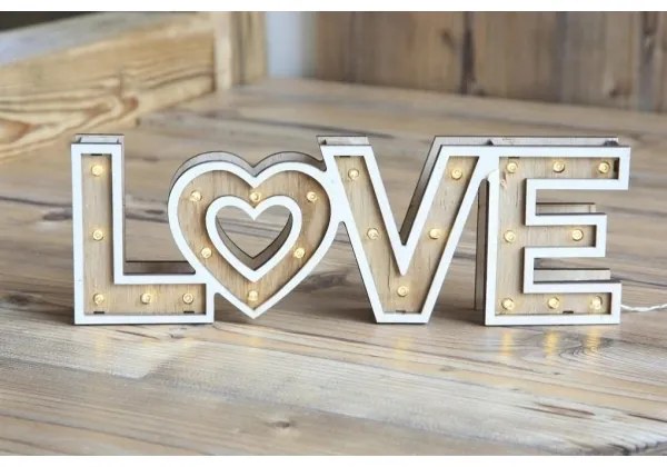 Globo 29976 - Lampada da tavolo LED LOVE 24xLED/0,06W/3xAA pioppo