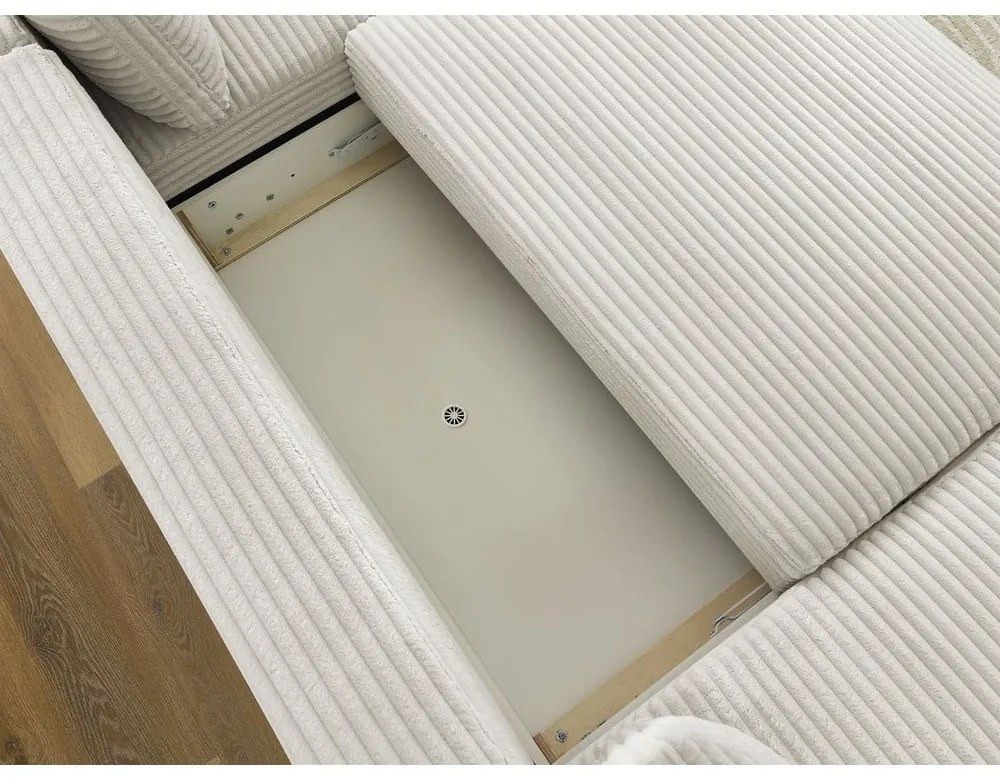 Divano angolare color crema allungabile (con penisola a sinistra/a forma di "U") con rivestimento in velluto a coste Lucien – Bobochic Paris