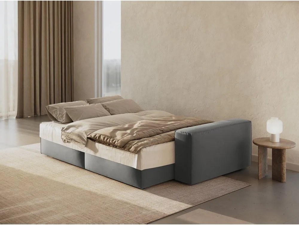 Divano grigio allungabile e con contenitore rivestito in velluto 247 cm Jodie – Micadoni