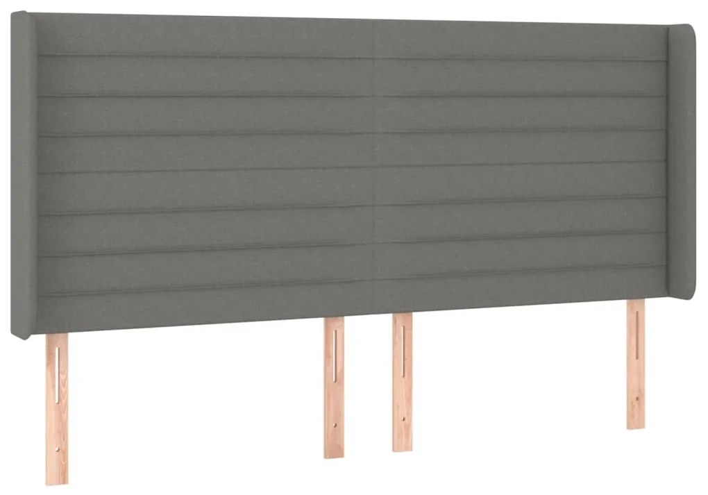 Testiera a led grigioscuro 203x16x118/128cm in tessuto