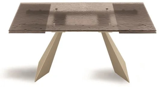 Tavolo allungabile 240 cm WATERS base in metallo Beige e piano in vetro Bronzo