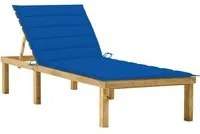 Lettino da Giardino con Cuscino Blu Royal Legno Pino Impregnato 3065859