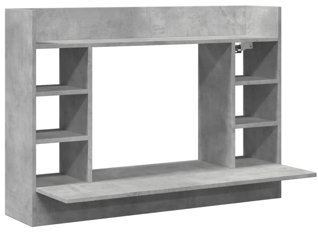 Scrivania a parete grigio cemento 105x48x75cm legno multistrato