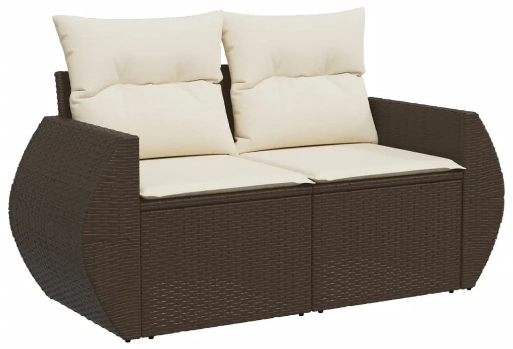Set divani da giardino 8 pz con cuscini marrone in polyrattan