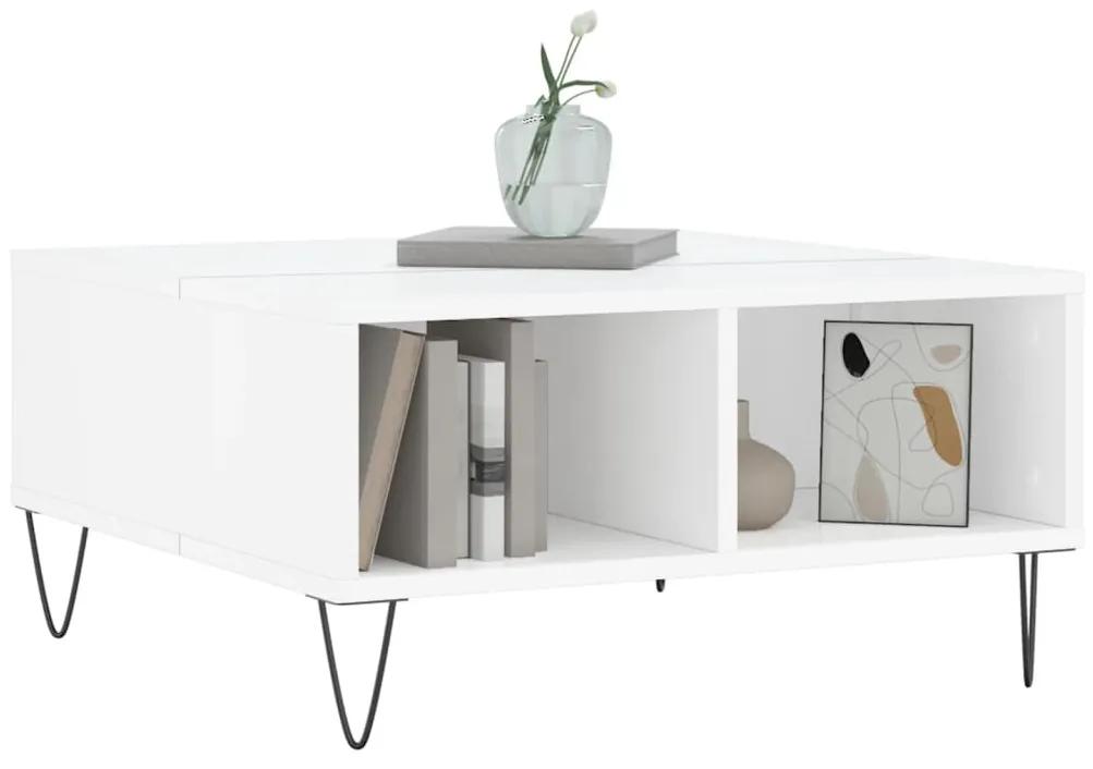 Tavolino da salotto bianco lucido 60x60x30 cm legno multistrato