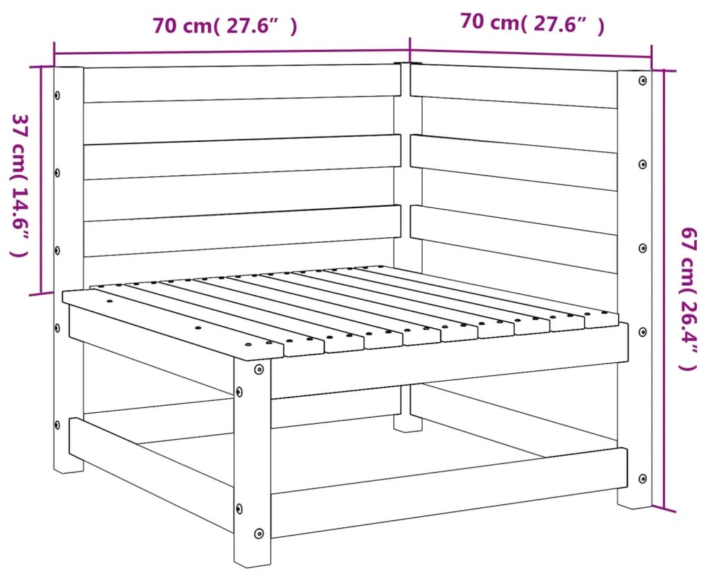 Divani Angolari Giardino 2pz 70x70x67cm Legno Massello Douglas