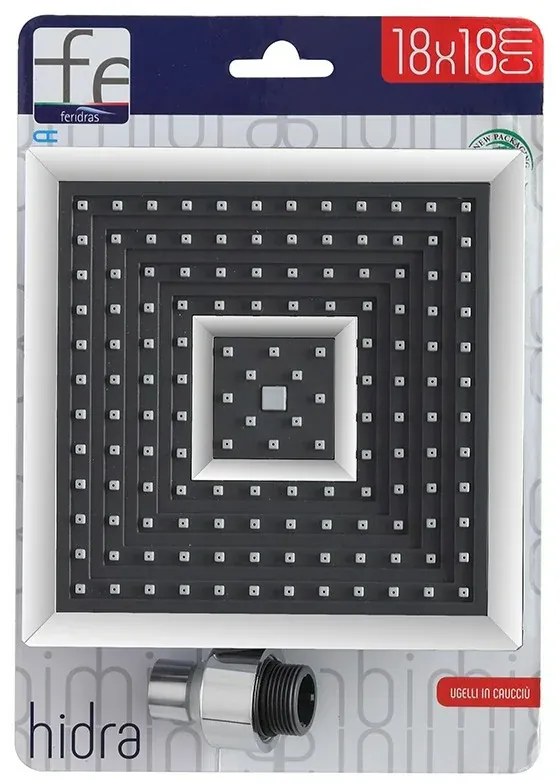 Soffione Doccia Quadrato con Ugelli in Caucciu Cromato