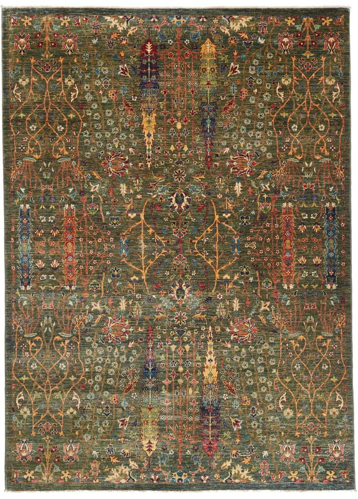 Samarkand Tappeto orientale 170x240 Verde (Pakistan) Annodato A Mano