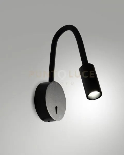 Flux applique nero orientabile e flessibile a led 3000k 374lm 3,1w