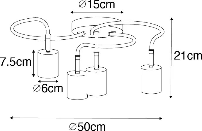 Faretto da soffitto moderno nero orientabile a 4 luci - Java