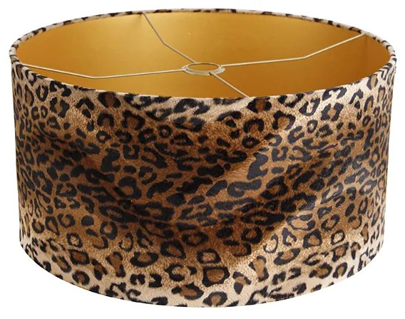 Paralume in velluto con stampa leopardo 50/50/25 interno oro