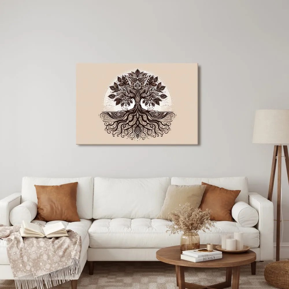 Quadro su tela – Elegante albero della vita con radici